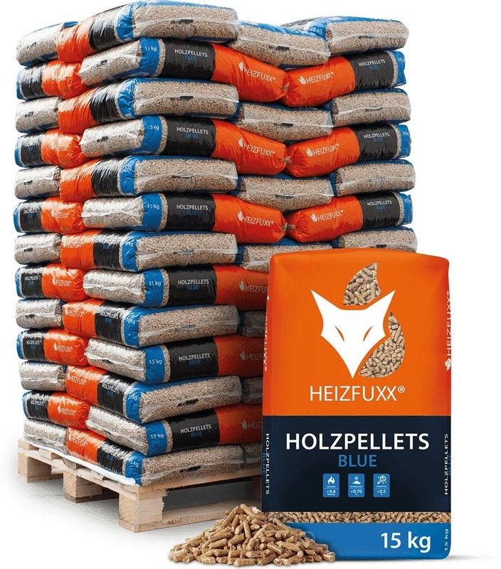 Heizfuxx Holzpellets „Blue“ – 975 kg (65 x 15 kg Säcke)