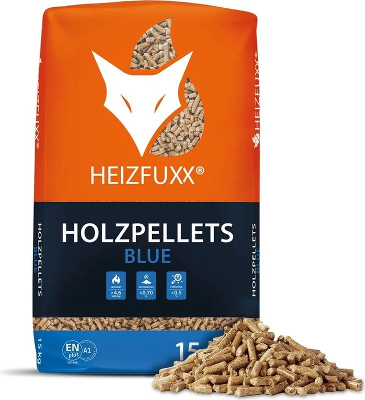 Heizfuxx Holzpellets „Blue“ – 975 kg (65 x 15 kg Säcke)