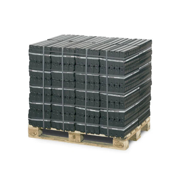 Braunkohlebriketts – 1000 kg Palette (40 × 25 kg Gebinde) – Lang brennende Ofen- und Kaminbriketts