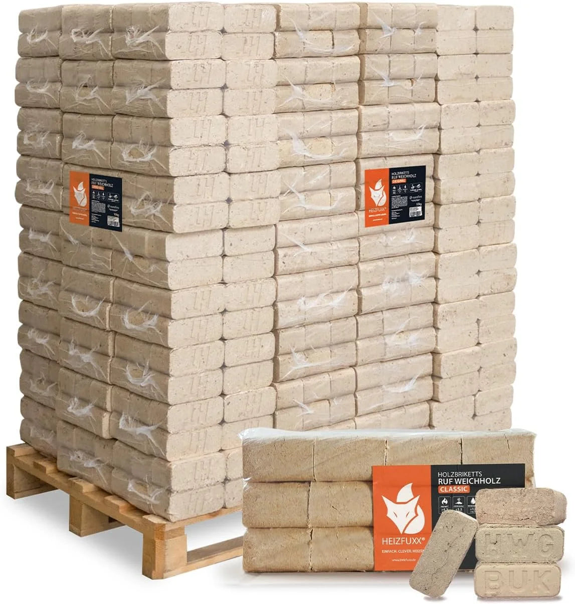 HEIZFUXX Holzbriketts Weichholz Ruf Classic Brenn Holz Grill Smoker Brennholz – Lieferung in 3–15 Tagen